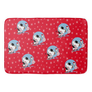 Country Christmas Cows With Santa Hats Multi Bath Mat