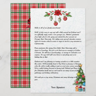 Country Christmas Family Newsletter Add Text Plaid Stationery