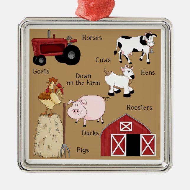 Country Christmas Farm Animals Metal Tree Decoration (Front)
