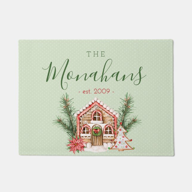 Country Christmas Gingerbread House Doormat (Front)