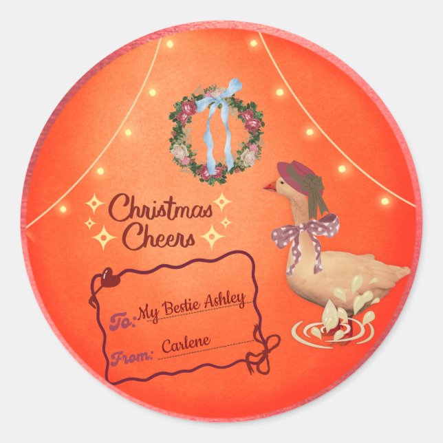 Country Christmas Goose Ornament - rustic gift tag (Front)