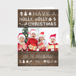 Country Christmas Greeting Card Rustic Holly Jolly
