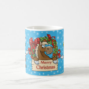 Country Christmas Horse With Wreath And Cows Coffee Mug