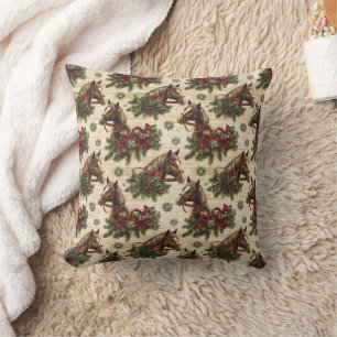 Country Christmas Horses Cushion