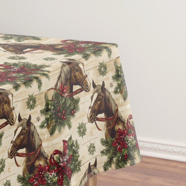 Country Christmas Horses Tablecloth (In Situ)