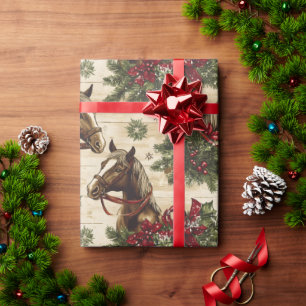 Country Christmas Horses Wrapping Paper