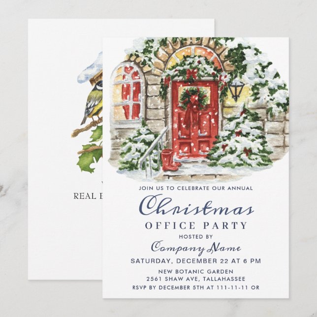 Country Christmas House Corporate Holiday Party Invitation (Front/Back)