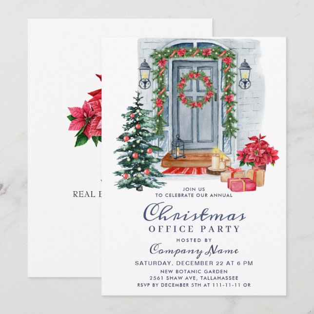 Country Christmas House Corporate Holiday Party Invitation (Front/Back)