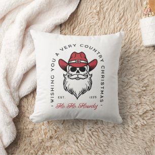 Country Christmas Howdy Santa cowboy wishes Cushion