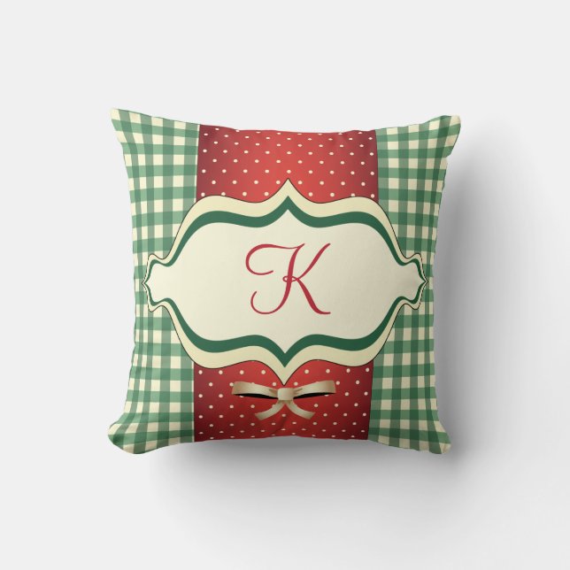 Country Christmas Monogrammed Pillow (Front)