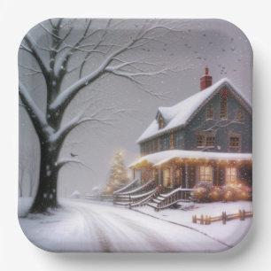 Country Christmas Paper Plate