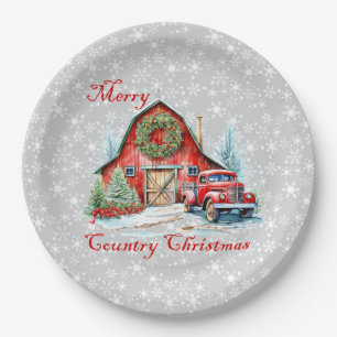 Country Christmas Paper Plate