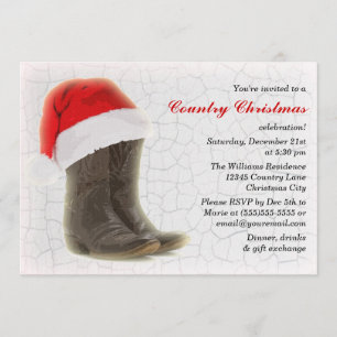 Country Christmas Party Invite Cowboy Boots