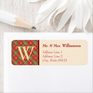 Country Christmas Plaid   Monorgam 5 Sheet Address