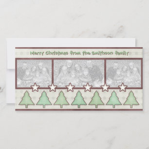 Country Christmas Plaid Trees Stars Photo Card