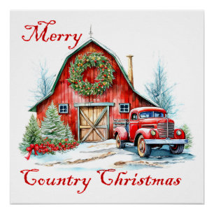 Country Christmas Poster