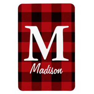 country Christmas Red buffalo plaid lumberjack Magnet