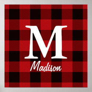 Country Christmas Red buffalo plaid lumberjack Poster