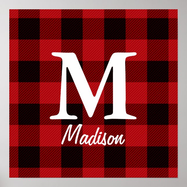 Country Christmas Red buffalo plaid lumberjack Poster (Front)