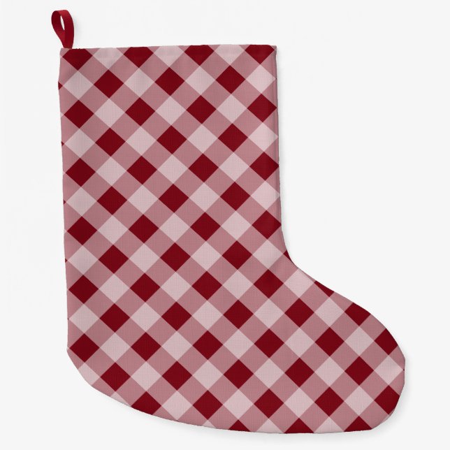 Country Christmas Red Gingham Stocking Decoration (Front)