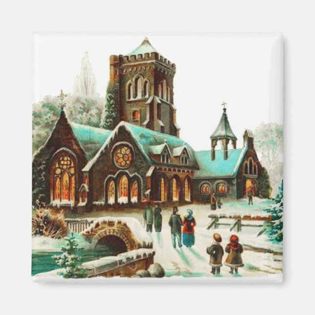Country Christmas Services Vintage Magnet (Front)