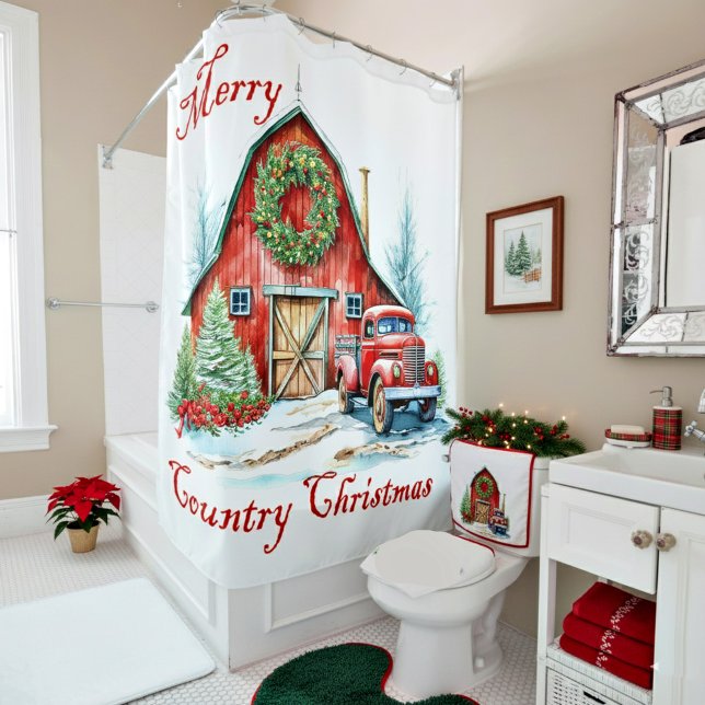 Country Christmas Shower Curtain (Creator Uploaded)