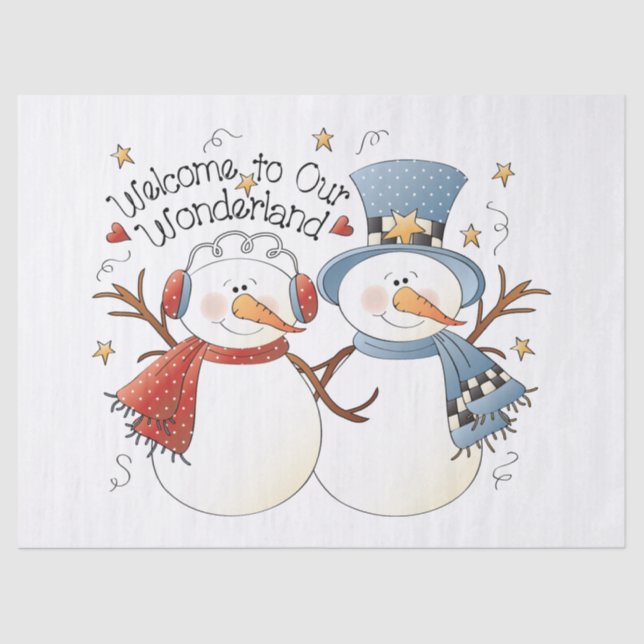 Country Christmas snowman Holiday tissue party Tissue Paper (Front)