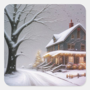 Country Christmas Square Sticker