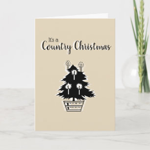 Country Christmas Tree Beige Rustic Customisable Card