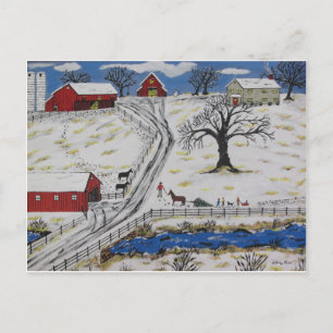 Country Christmas Tree Holiday Postcard