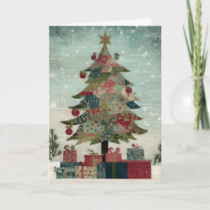 Country Christmas Tree Large Print Easy to Read Card