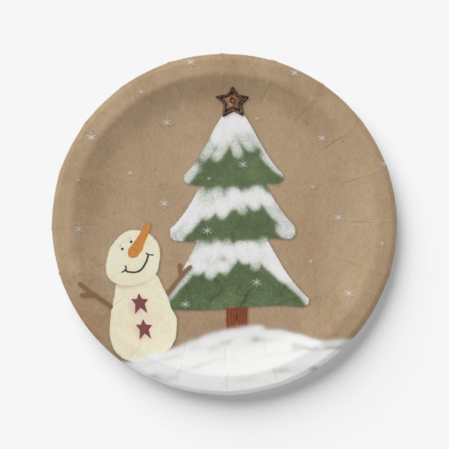 Country Christmas Tree Paper Plates (Front)