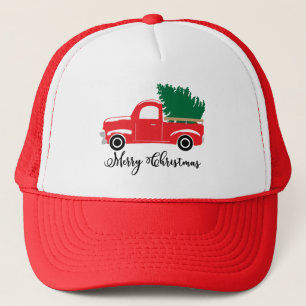 Country Christmas truck Holiday words hat