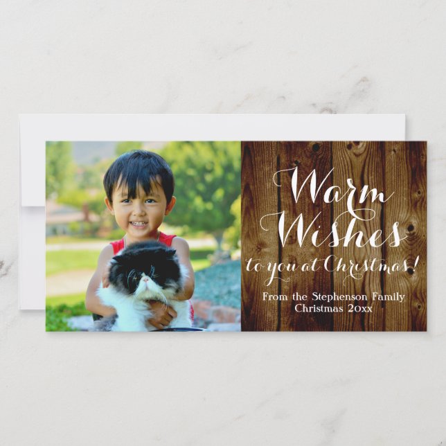 Country Christmas Warm Wishes Vintage Holiday Card (Front)