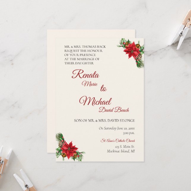 Country Christmas Wedding Invitation (Front/Back In Situ)