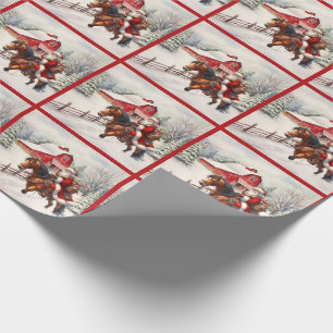 Country Christmas Western Santa on Horseback Wrapping Paper