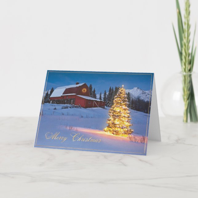 Country Christmas Winter Scene Holiday Card (Front)