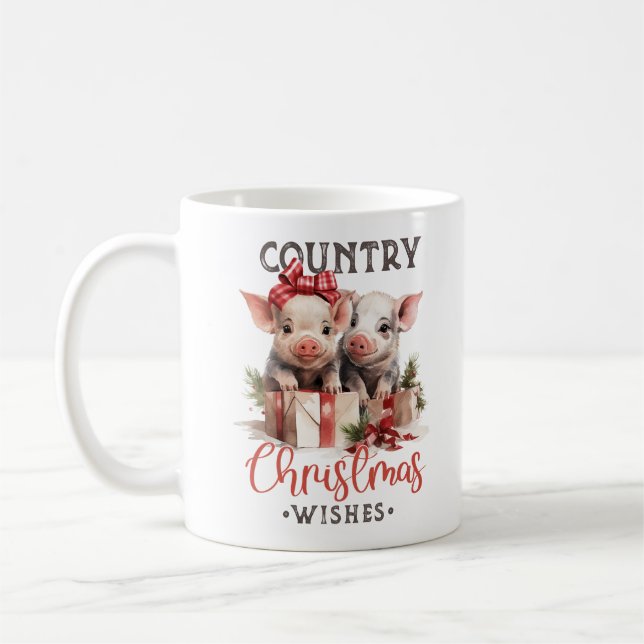 Country Christmas Wishes Coffee Mug (Left)