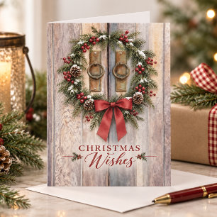 Country Christmas Wishes Rustic Barn Doors Holiday Card