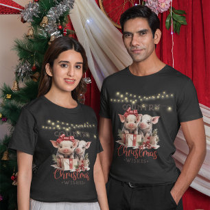 Country Christmas Wishes with Two Piglets T-Shirt