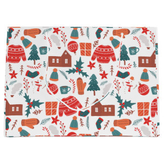 Country Christmas with Socks, Sweaters and Mittens Large Gift Bag