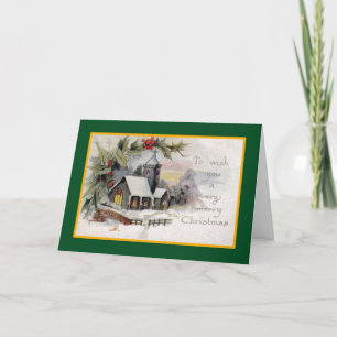 Country Church - A Vintage Christmas Card