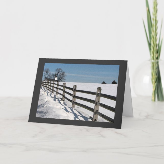 Country Church and Fence Seasons Greeting Card (Front)