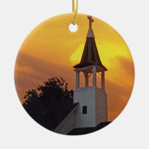 Country Church Ceramic Tree Decoration