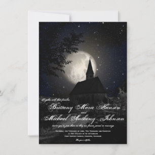Country Church Full Moon Wedding Invitations