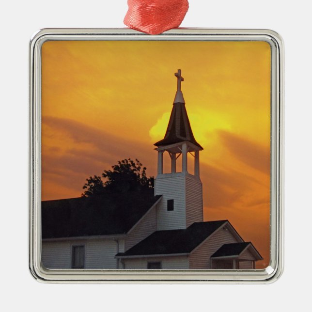 Country Church Metal Tree Decoration (Front)