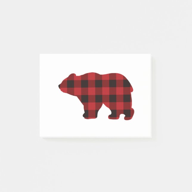 Country classic red and black plaid Bear Post-it Notes (Front)