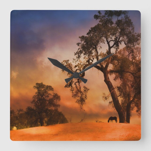 Country Clock With Horse And Sunset (Front)