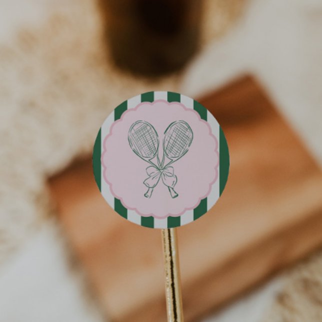 Country Club Courtside Racquet Tennis Birthday Classic Round Sticker (Creator Uploaded)