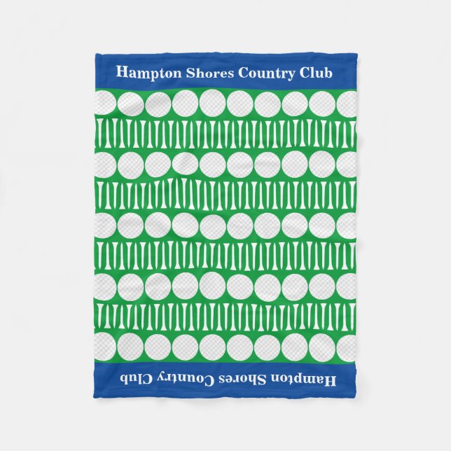 Country Club Golf Cart Blue/Green Fleece Blanket (Front)